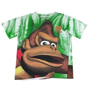 Vintage Donkey Kong Country All Over Print T Shirt Men's XL AOP DK Nintendo